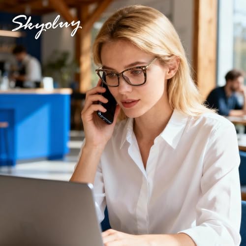 2 PCS Eye-catching Progressive Multifocus Reading Glasses Women, Trendy Cat Eye Computer Readers with Twist Temples, Anti Blue Light/Eyestrain Multifocal Glasses, 2.5x (Top is not 0)