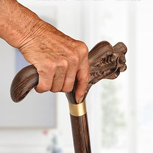 Wooden Walking Stick with 4 Feet Base Walking Cane for Elderly and Adults Lightweight Balancing Mobility Aid (Color : Brown, Size : 85cm)