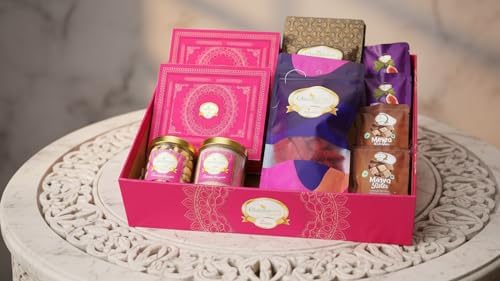 Ghasitaram Gifts Jaiccha Holi- Sweets/Holi Hampers/Thandai Ghasitaram Big Hamper Basket of 16 Healthy Goodies with Sugarfree Gujiyas
