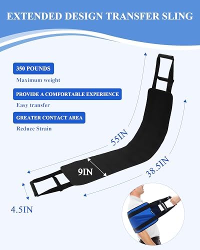 SPRING SEAON Transfer Sling - Essential Transfer Belt Lifting Strap for Elderly and Disabled with Mobility Aids- Lift Assist Gait Belts for Seniors for Home, Hospital, Nursing Care (Blue)