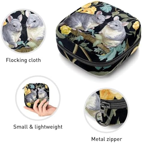 Period Bags for School, Sanitary Napkin Storage Bag for Feminine Pads, Chinchilla Ladies Menstrual Cup Pouch Sanitary Pads Organizer