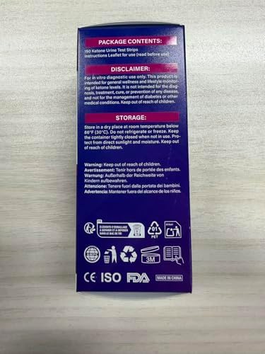 Ketone Test Strips, Urine Test Strips, 100 x Keto Strips with Color Chart for Home, Travel, and Daily Use