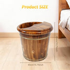 Wood Foot Bath Bucket, Portable Pedicure Bowl Soaking Tub Feet Massage Barrel Solid Wood Round Sauna Feet Basin Footbath Barrel with Massage Beads Plate and Lid for Home Spas Bath Centers
