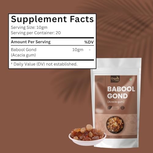 Organic Spree Babool Gond 200grams (7.05oz) | Acacia gum | Kikar Gond | Pure and Natural Gum
