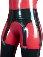 Black Latex Garter Belt with 6 Straps for Women,Rubber High Waist Garter Belt Handmade,Cosplay Club Accessories