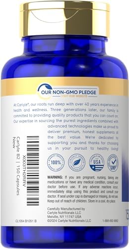 Carlyle Vitamin B2 200mg | 150 Count | Riboflavin | Non-GMO & Gluten Free Essential Supplement