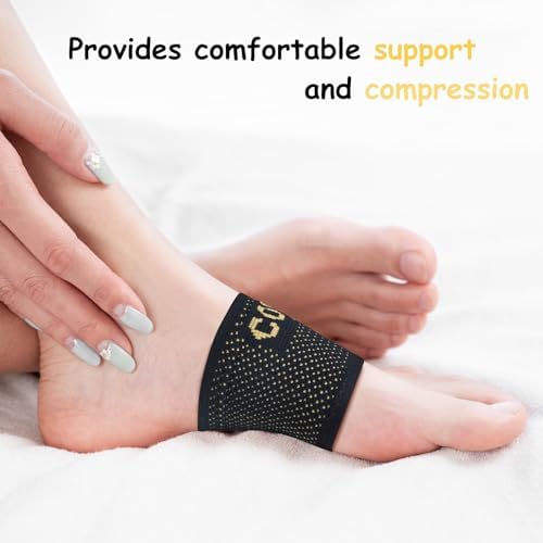 Copper Foot Arch Support for Women and Men 2 Pack, Plantar Fasciitis Arch Support Compression Sleeves, Arch Support Braces for Feet Pain Relief, Swelling, Foot Care, Flat & Fallen Arches, High Arch