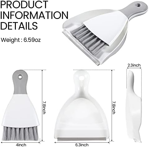 Zopeal 6 Sets Mini Dustpan and Brush Set Small Broom and Dust Pan Portable Multifunctional Whisk Hand for Car Table Desk Countertop Keyboard Kitchen Cat Dog Nest Home Cleaning Tool