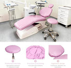 5Pcs Dental Chair Covers Set - Waterproof & Non-Slip PU Leather Elastic Full Covers with Foot, Seat, Headrest & Backrest Protectors for Dental Clinic Chairs(Pink)