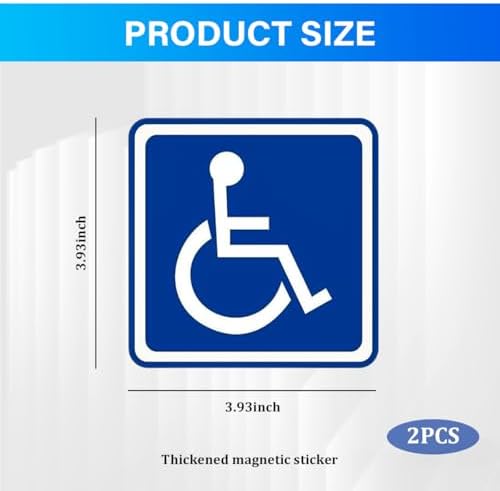 2PCS Car Handicap Parking Sign, Reflective Magnetic Vehicle Square Wheelchair Symbol Labels, Waterproof Automotive Disabled Parking Sticker, Universal for SUV Truck Sedan