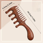 Sibba Dual Wooden Wide Tooth Comb, Natural Sandalwood Double-Head Scalp Massage Comb, Hair Growth Combs Scalp Massager for Hair Care Relaxation