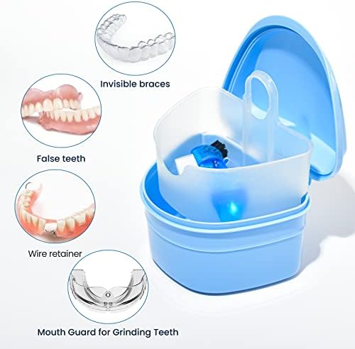 Y-Kelin Denture Bath Box And Denture Brush Denture&Retainer Set Cleaner (pink)