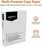 Amazon Basics Multipurpose Copy Printer Paper, 20 lb, 8.5 x 11 Inches, 3 Reams (1,500 Sheets), 92 Bright White for Home Use