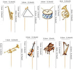32Pcs Musical Instruments Cupcake Topper Horn Harp Saxohpone Violin Cupcake Picks Orchestral Food Picks for Musician Birthday Cupcake Decoration Orchestral Music Party Supplies