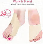 2 Pcs Bunion Relief Pads Sleeve, Elastic Gel Big Toe Bunion Pain Relief Hallux Valgus Corrector Cushions, Splint Orthopedic Corrector Socks for Women and Men - Nude