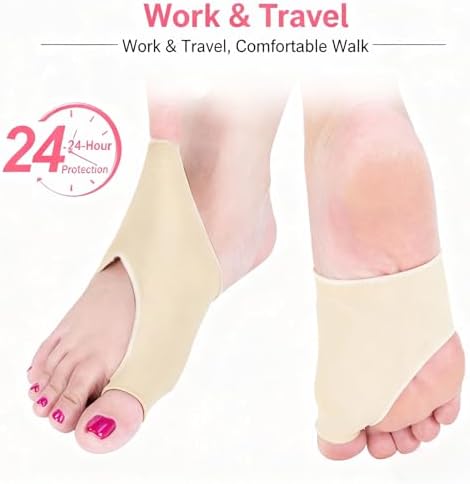 2 Pcs Bunion Relief Pads Sleeve, Elastic Gel Big Toe Bunion Pain Relief Hallux Valgus Corrector Cushions, Splint Orthopedic Corrector Socks for Women and Men - Nude