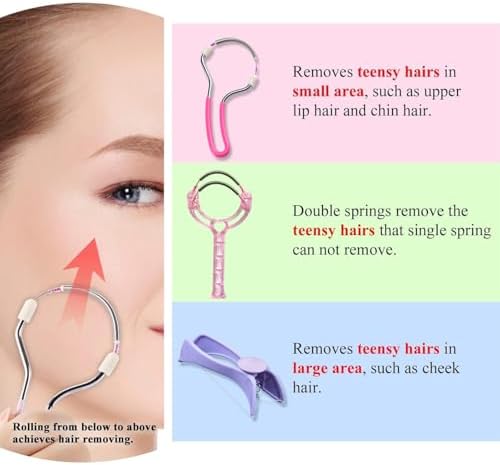 Ideal Swan 4 Pack Manual Facial Hair Remover for Women, Portable Hair Threading Tool for Upper Lip, Chin, Face, or Neck, Mild Facial Threading Hair Remover for Women Men, Pink