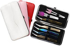 Small Tweezers Case for Eyelash Extensions, PU Leather Empty Tweezers Storage Bag, Portable Travel Case for Eyelash Grafting Extension Makeup Tools Scissors Lash Brush (Red)