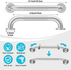 12 Inch Shower Grab Bars for Seniors 2 Pack Stainless Steel Knurled Non Slip Safety Bars for Showers and Walls, Fall Prevention and Handicap Support, Daily Balance Assistive Gifts for Elderly