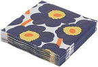 IHR Ideal Home Range Cocktail Napkins Marimekko Disposable 3-Ply Paper Party Napkin Pack, 5" x 5", Unikko Dark Blue, 20-Count