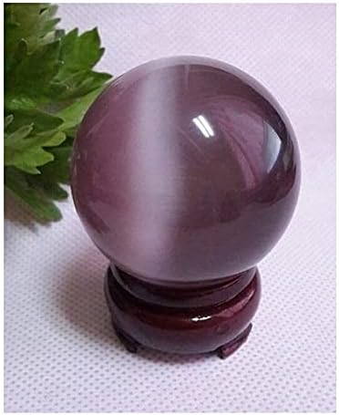 Health & Household Natural Quartz Purple Cat Eye Crystal Healing Ball Sphere Office Home Decor (Size : 40mm)