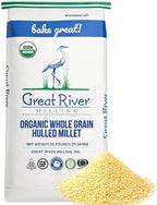 Great River Milling Organic Hulled Millet | Whole Grain Ancient Grain | Gluten-Free, High-Fiber Superfood | Non-GMO, Kosher Certified | Ideal for Salads, Porridge & Baking | 25 Lb (Pack of 1)