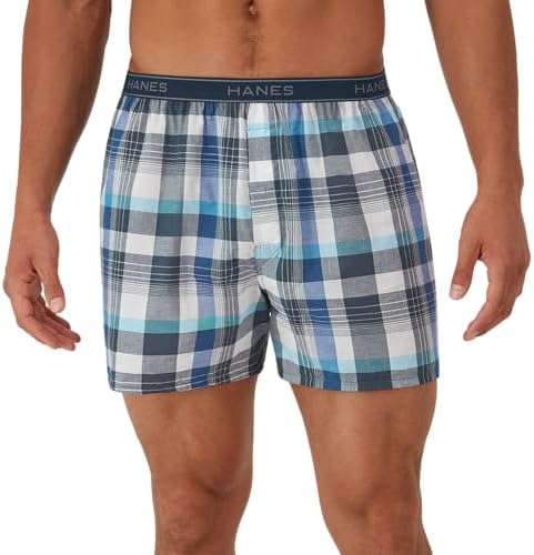 Hanes Men's Underwear Boxers Pack, Cool & Breathable Cotton Underwear, Moisture-Wicking Boxers for Men