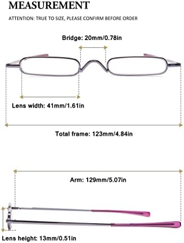 VEVESMUNDO Compact Reading Glasses Women Men Mini Slim Narrow Pocket Portable Readers with Metal Case