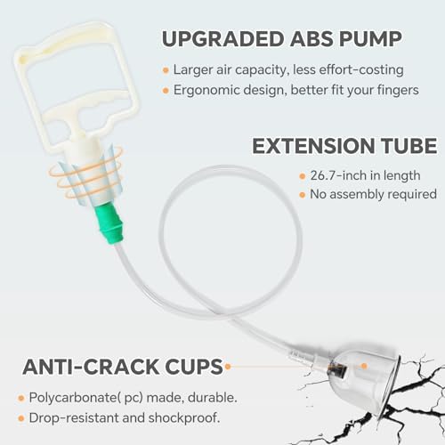 Cupping Therapy Set 12 Massage Cups Cupping Set with Pump Vacuum Suction Cups for Body Cellulite Massage Back Pain Relief, Chinese Acupoint Physical Hijama