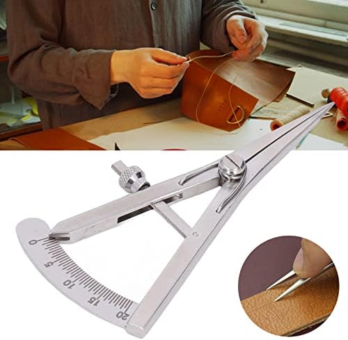 Adjustable Marking Gauge Mini Edge Press, Adjustable Lockable Divider Leather Compass, Leather Compass, Stainless Steel Adjustable for Leather Trimming Projects (Screw Locking Marking Gauge)