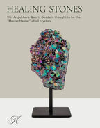 KALIFANO Large Angel Aura Quartz Geode on Stand - Titanium Bonded High Energy Crystal Amethyst - Natural Reiki Rainbow Cuarzo Rock with Healing and Calming Effects (Family Owned and Operated)