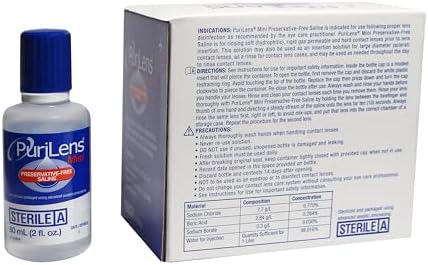 Purilens Mini Preservative-Free Contact Lens Saline 60ml (2 fl. oz.) 6 Pack