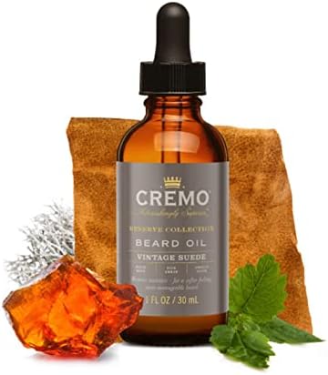 Cremo Beard Oil, Vintage Suede (Reserve Collection), 1 Fl Oz - Restore Natural Moisture and Soften Your Beard To Help Relieve Beard Itch