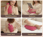 BYVOV Silicone Hot Water Bottle 2L for Pain Relief, Odorless & Leakproof, Long Lasting Heat for Period Cramps, Back, Neck & Muscle Pain, Soft Durable Design (Red)