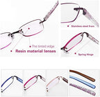 3-Pack Rimless Reading Glasses For Women, Lightweight Spring Hinge Readers, Classic Elegant Artistic Eyeglasses UV 400