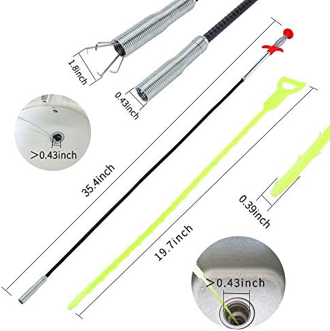 DR.PEN Flexible Grabber Claw Pick Up Reacher Tool (Drain Clog Remove Tool), With 4 Claws Bendable Hose Pickup Reaching Assist Tool for Litter Pick, Home and Kitchen Sink, Drains, Toilet (35.4 inch)