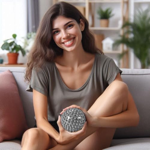 Plantar Fasciitis Foot Massage Ball for Pain Relief - Firm & Spikey Set of 2 - Spiky Reflexology, Neck, Trigger Point Therapy, Myofascial Pain Massage On Sore Muscles - Manual Massager for Back, Feet