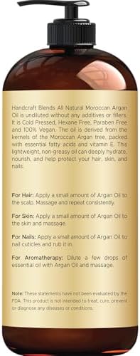 Handcraft Blends Moroccan Argan Oil - 16 Fl Oz - 100% Pure and Natural - Premium Grade Carrier Oil for Skin and Hair - Hair and Body - Massage - Cold-Pressed