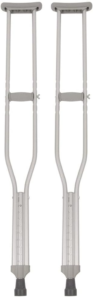 PCP Aluminum Crutches, Push Button Adjustable Height, Lightweight, 1 Pair, Adult Tall Size (5'10" to 6'6")
