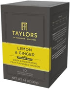 Taylors of Harrogate Lemon & Ginger, Herbal Tea, Individually Wrapped Bags, 20 Count (Pack of 1), Cleansing, Invigorating and Citrussy, Caffeine-Free, Enjoy Hot or Iced, 20 Teabags