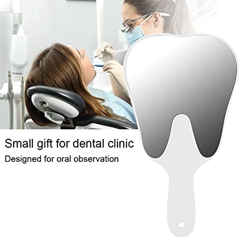 Dental Mirror Tooth Shaped Mirror Cute Handle Dental Mirror Dentist Mirror Tool Hand Mirror Dental Accessory for Dental Office Hospital(White)