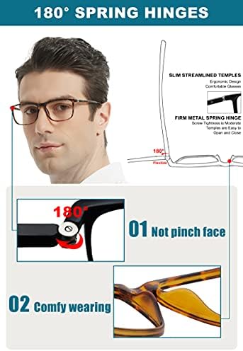 Mens Reading Glasses Stylish Readers Large Lightweight Reader 1.0 1.25 1.5 1.75 2.0 2.25 2.5 2.75 3.0 3.5 4.0