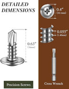 100PCS #8 x 5/8" Sheet Metal Screws, Self Tapping Screws for Metal, 410 Stainless Steel Modified Truss Head Fast Self-Drilling Metal Screw with Drill Bit