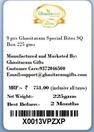 Ghasitaram Gifts Diwali Gifts Diwali Sweet - 9 pcs Ghasitaram Special Bites SQ Box