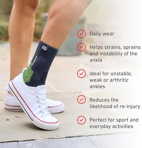 Neo-G Ankle Brace Ankle Compression Sleeve with Silicone Joint Cushions – Sprained Ankle Support for Men and Women – Breathable Targeted Compression for Sports and Daily wear - Active Plus (Medium)