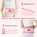 LISACOOL Portable Ccordless Heating Pad for Period Cramps Electric Waist Belt Device Portable Heatings Pad with 3 Heat Levels and 3 Massage Modes Birthday Gifts for Women and Girls (Pink)