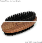 Black Walnut Wood Boar Bristle Hair Beard Brush for Men, Pocket Travel Men's Wooden Small Soft Beard Brush (Black Walnut)