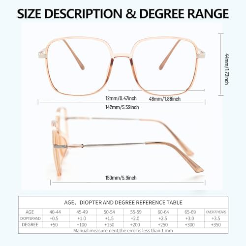 3 Pack Oversized Reading Glasses for Women Men, Large Super Light Frame Blue Light Blocking Readers Eyeglasses