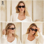 SOJOS Retro Large Rectangle Polarized Sunglasses Womens Mens Vintage Thick Chunky Frame 80s 90s Large Shades SJ2374