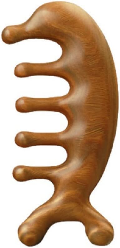 SAEEYCUE Authentic Green Sandalwood Comb Gua Sha Scraping Scalp Massager Head Head, Neck, Hands and Legs (B)